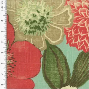 1 1/2 YD PC-Designer Cotton Teal/Multicolor Floral Print Home Decorating Fabric