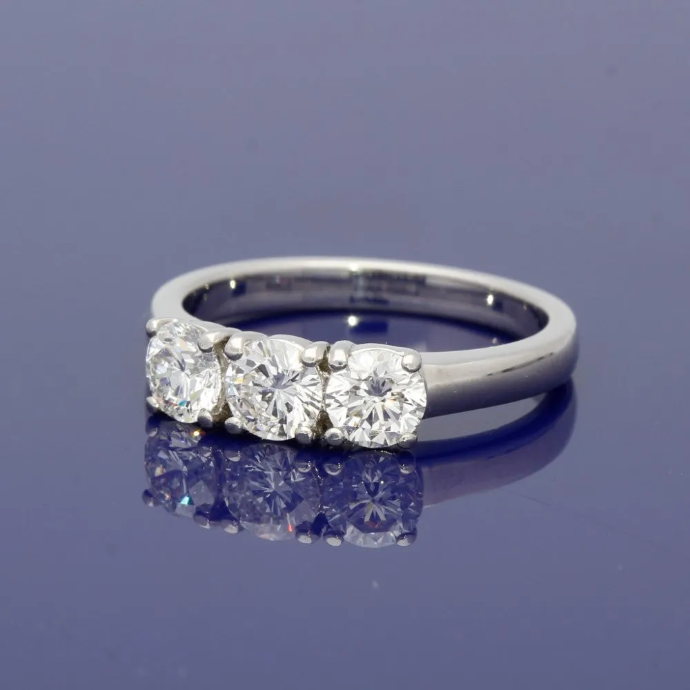 18ct White Gold Diamond Trilogy Ring