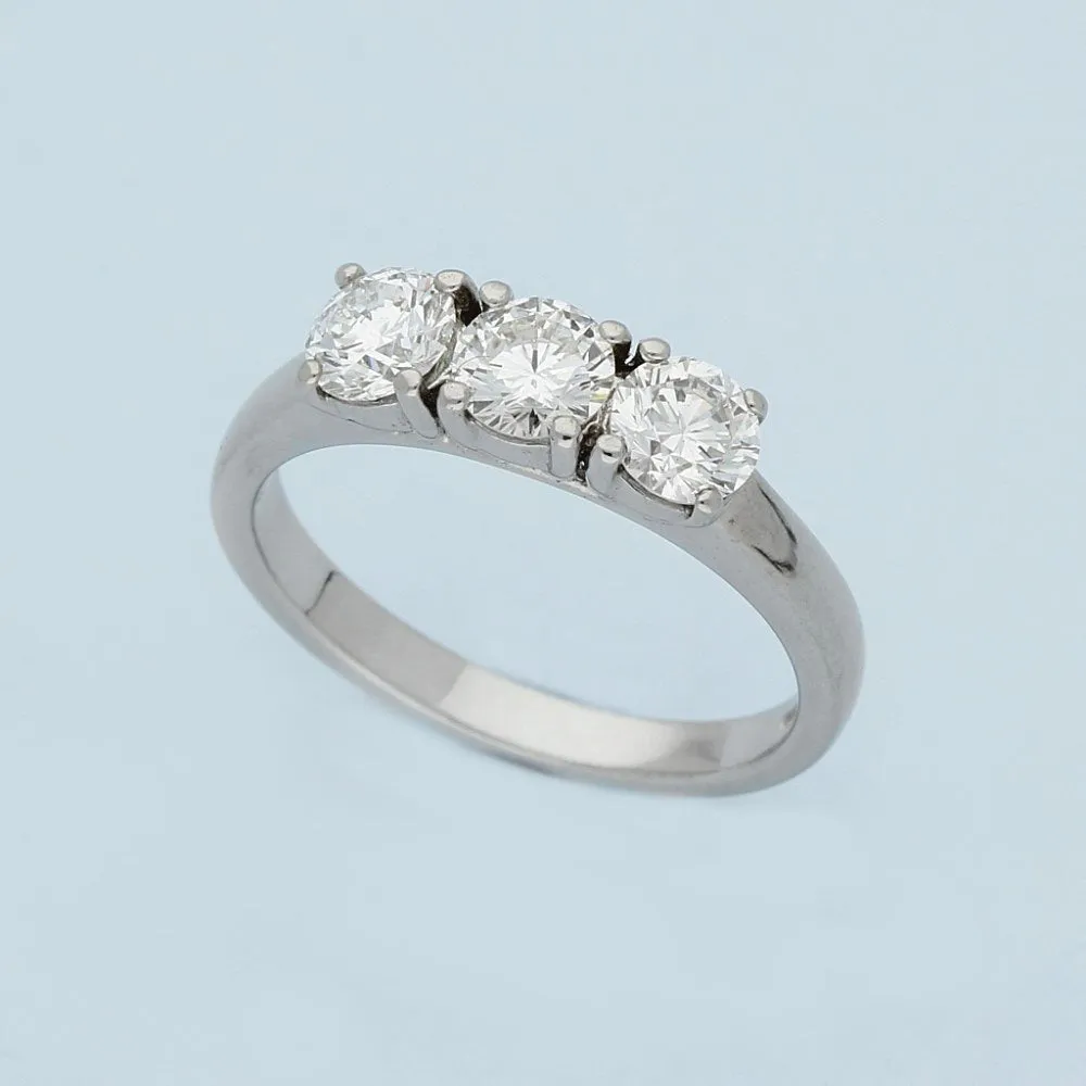 18ct White Gold Diamond Trilogy Ring