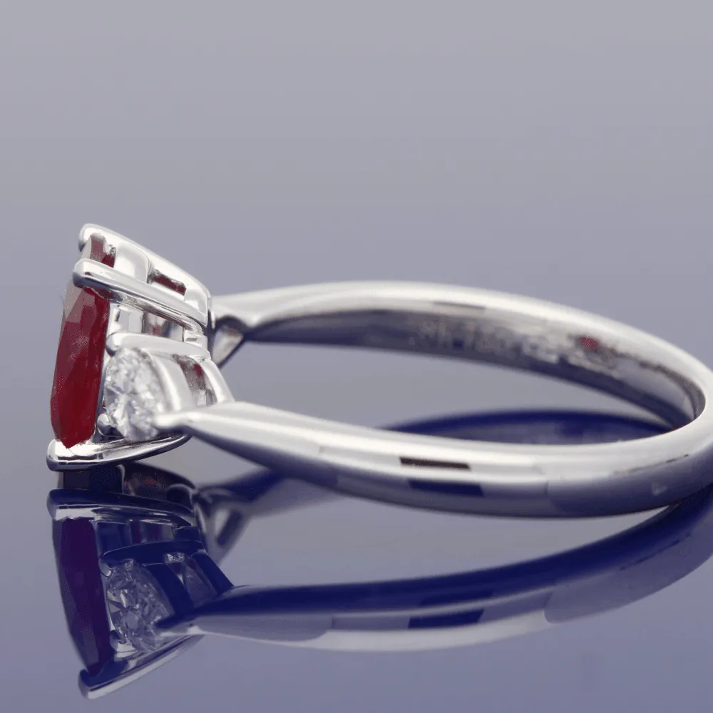 18ct White Gold Ruby & Diamond Trilogy