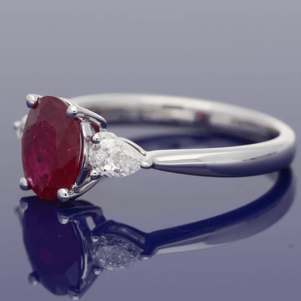 18ct White Gold Ruby & Diamond Trilogy