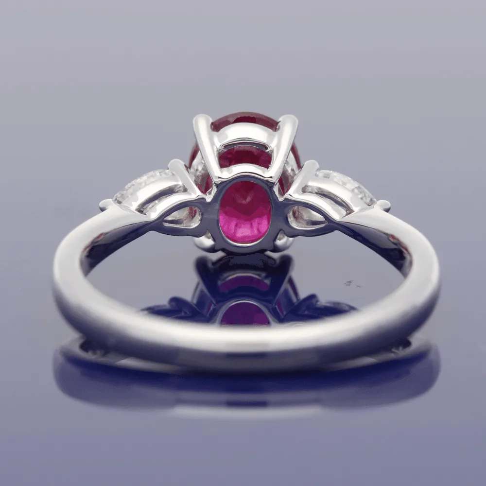 18ct White Gold Ruby & Diamond Trilogy