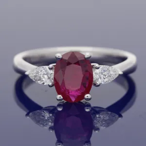 18ct White Gold Ruby & Diamond Trilogy