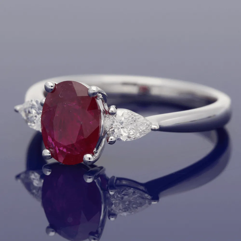 18ct White Gold Ruby & Diamond Trilogy