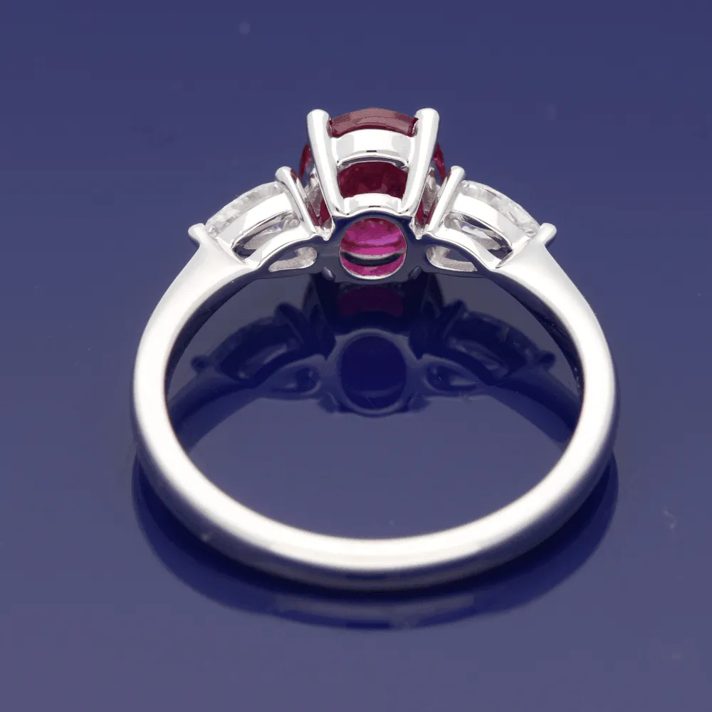 18ct White Gold Ruby & Diamond Trilogy