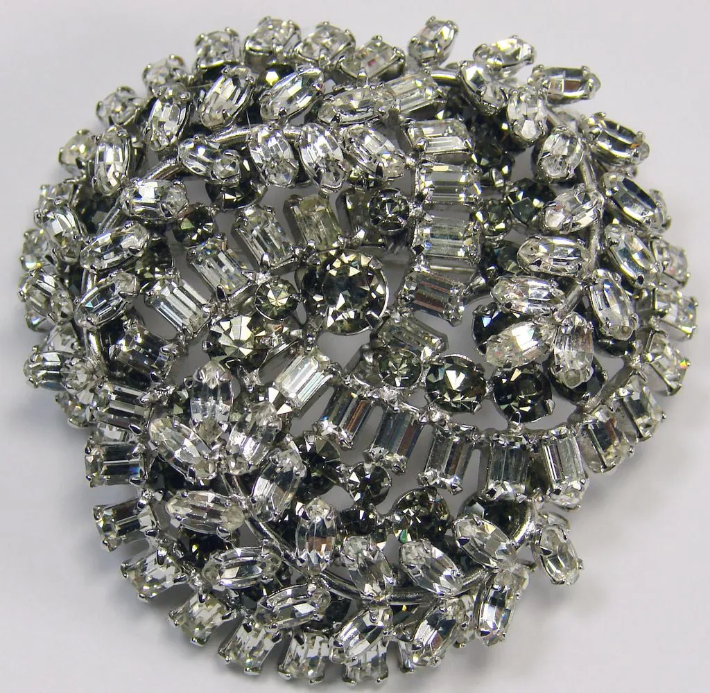 1950s Sherman Rhinestone Brooch Clear Rhinestone