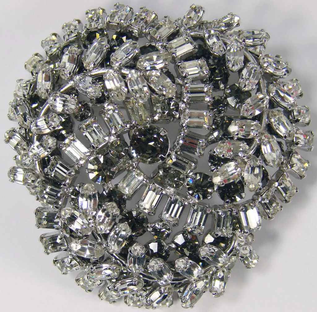 1950s Sherman Rhinestone Brooch Clear Rhinestone