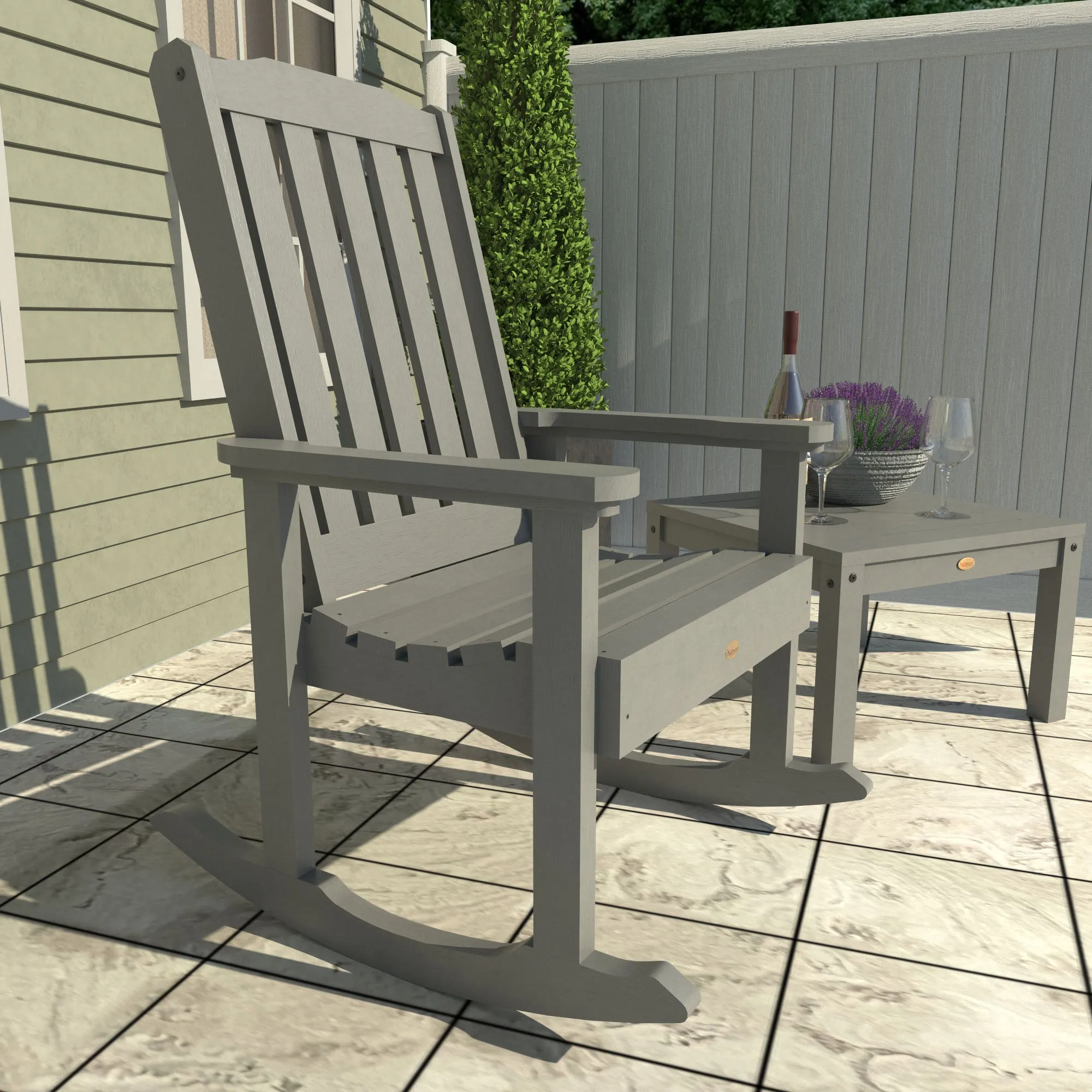 2 Lehigh Rocking Chairs with Adirondack Side Table