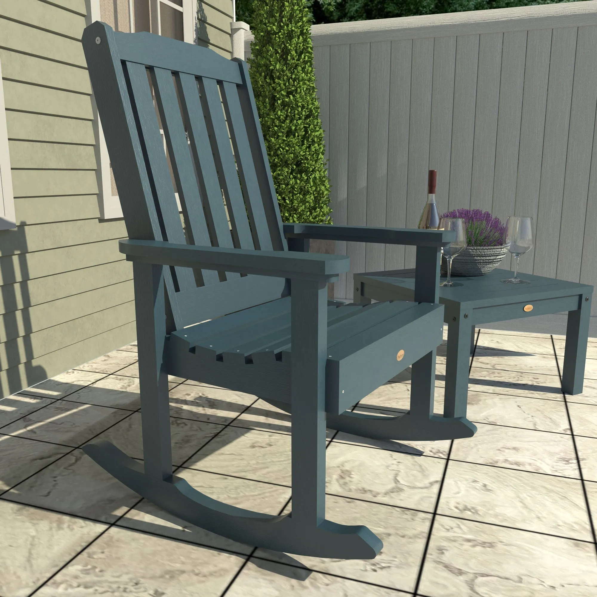 2 Lehigh Rocking Chairs with Adirondack Side Table