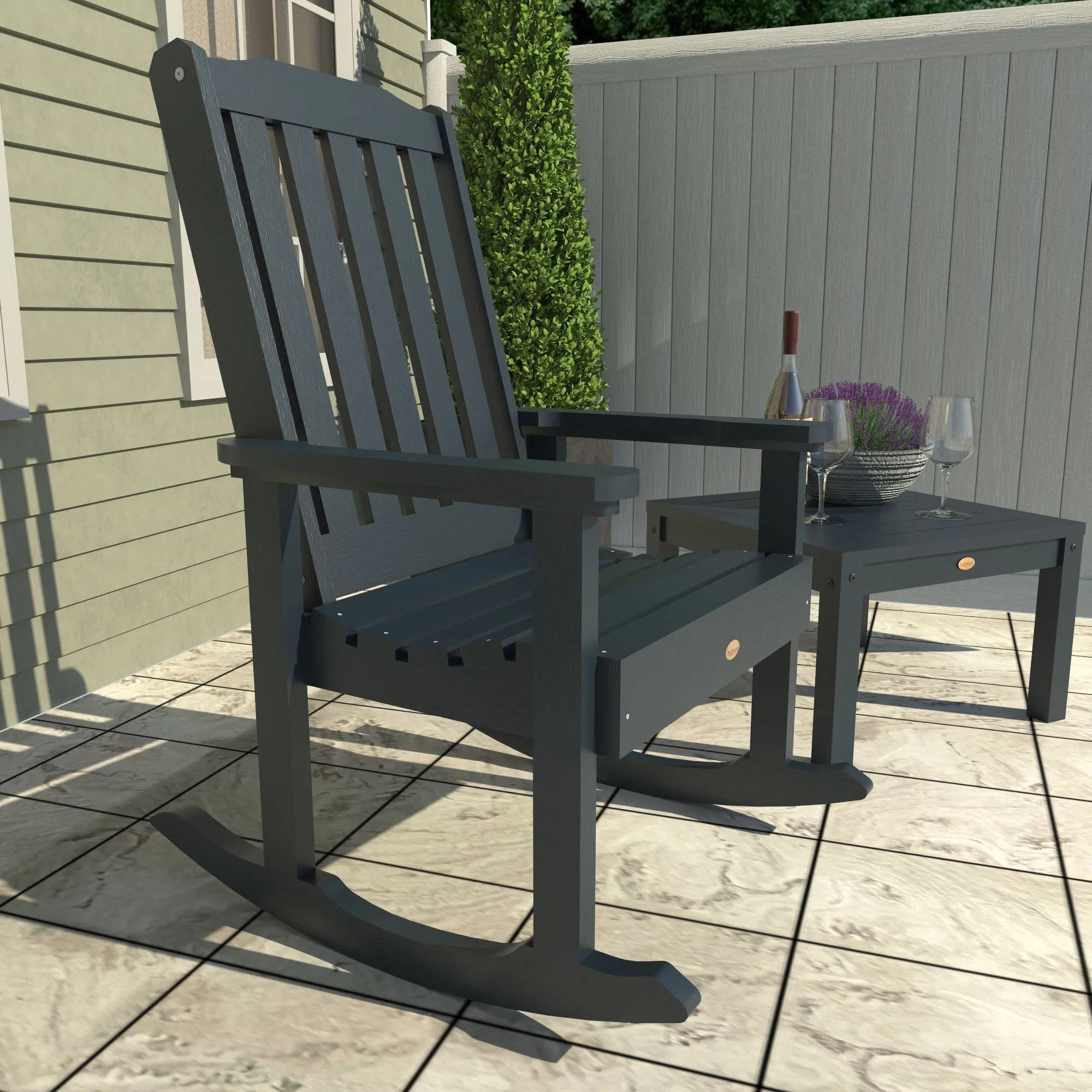 2 Lehigh Rocking Chairs with Adirondack Side Table