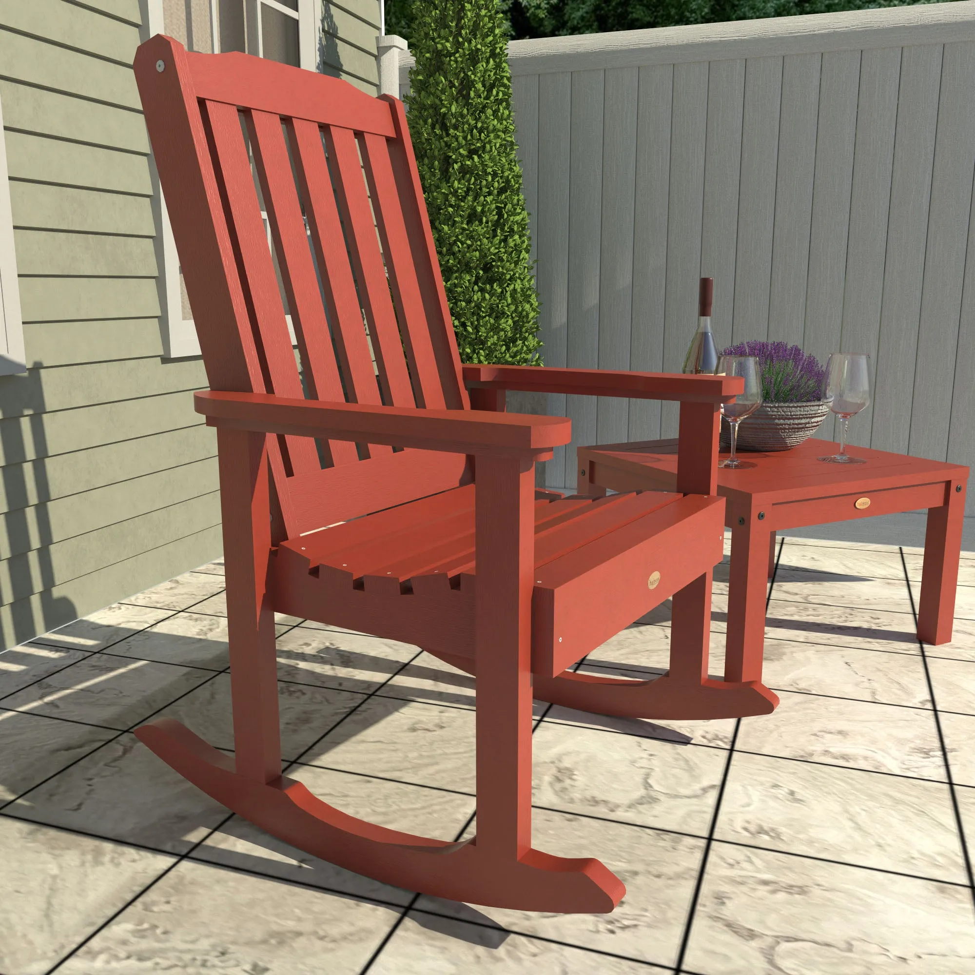 2 Lehigh Rocking Chairs with Adirondack Side Table