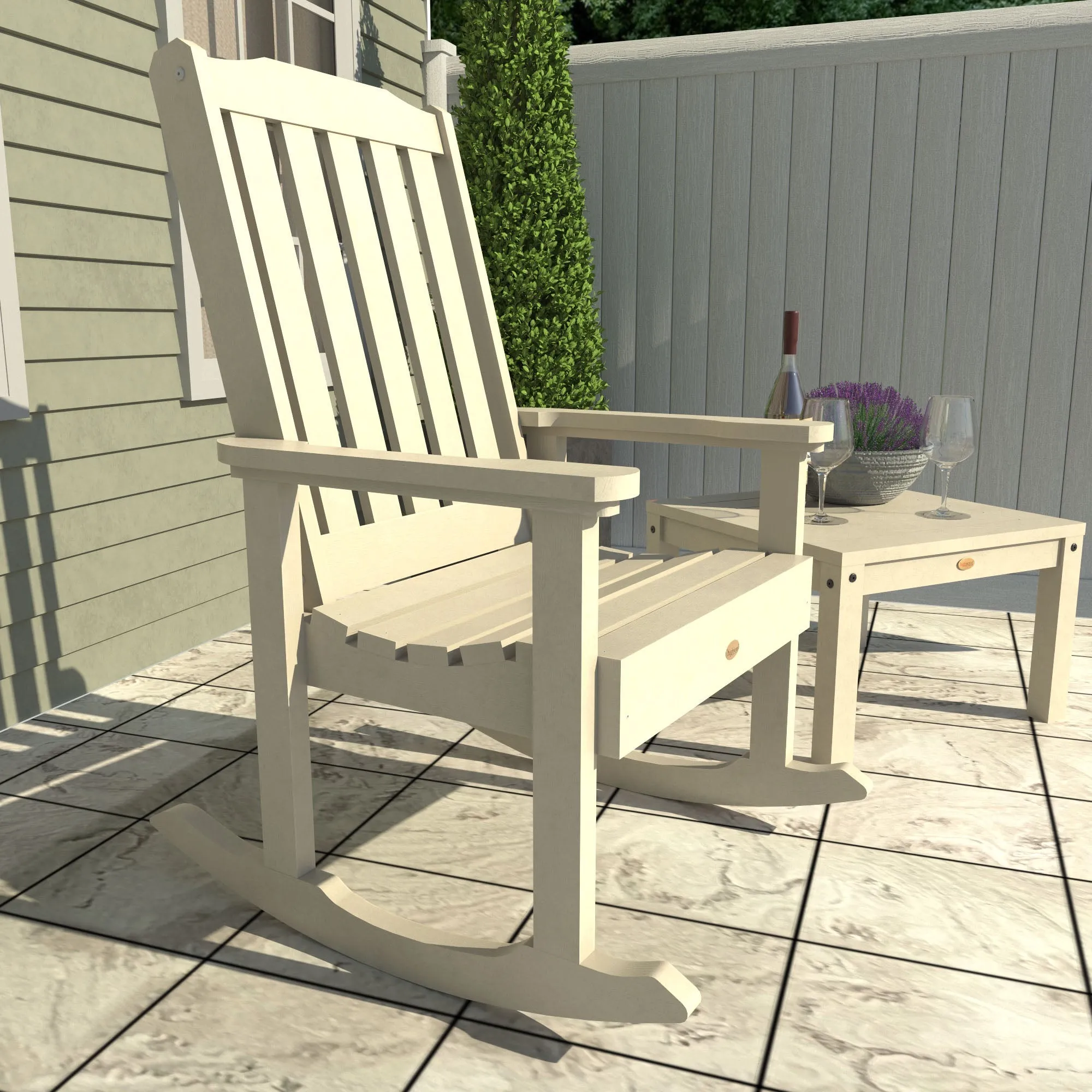 2 Lehigh Rocking Chairs with Adirondack Side Table