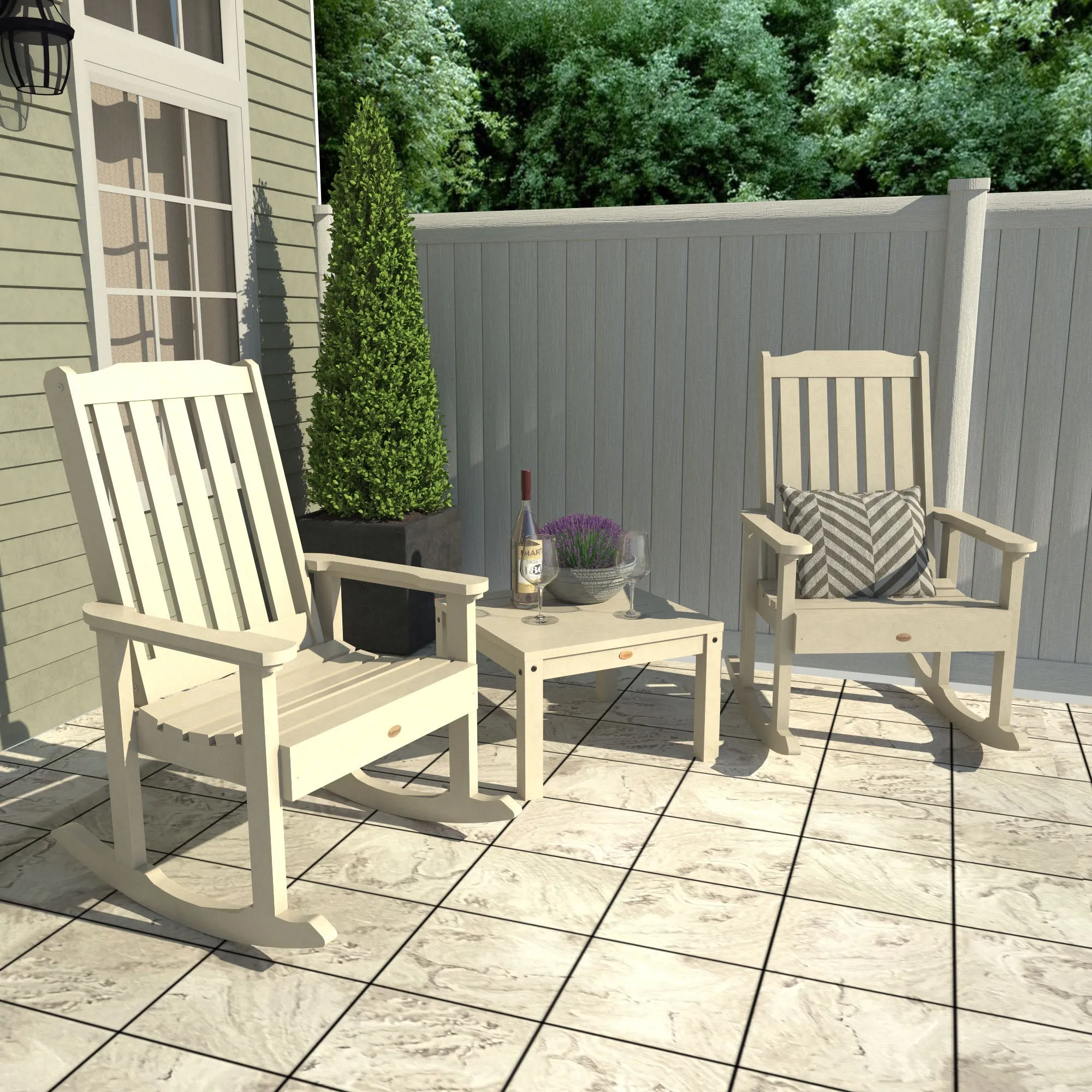 2 Lehigh Rocking Chairs with Adirondack Side Table