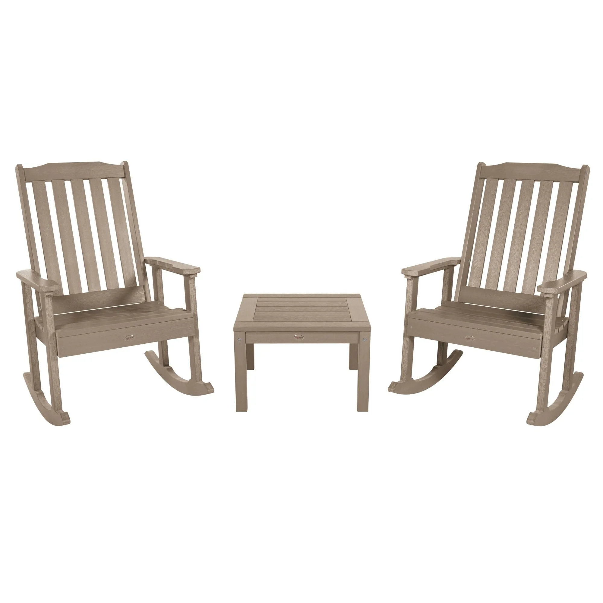 2 Lehigh Rocking Chairs with Adirondack Side Table