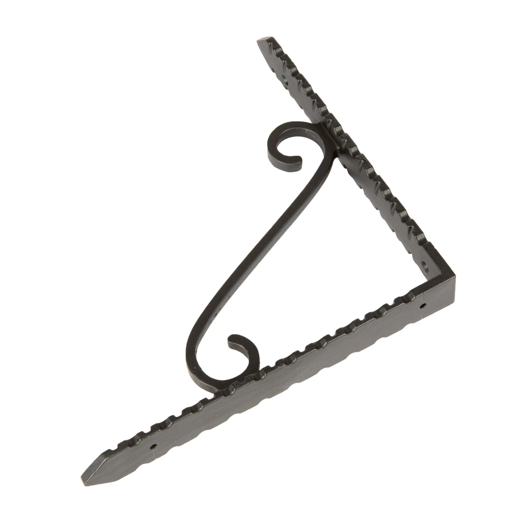 205mm Notched Scroll Iron Shelf Bracket - By Hammer & Tongs