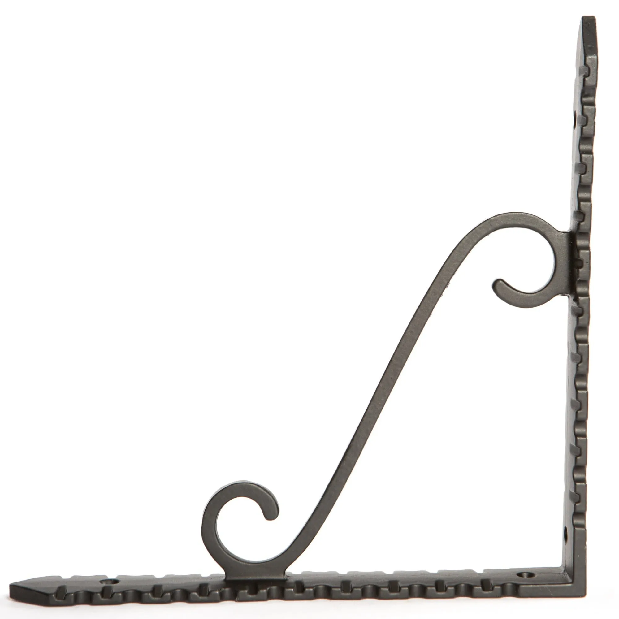 205mm Notched Scroll Iron Shelf Bracket - By Hammer & Tongs