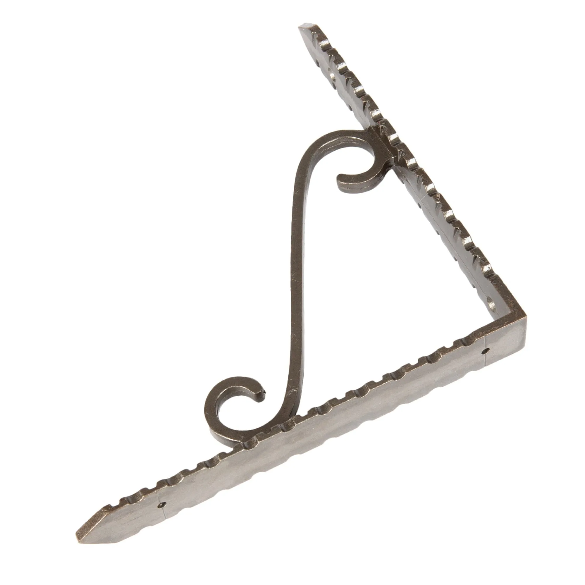 205mm Notched Scroll Iron Shelf Bracket - By Hammer & Tongs