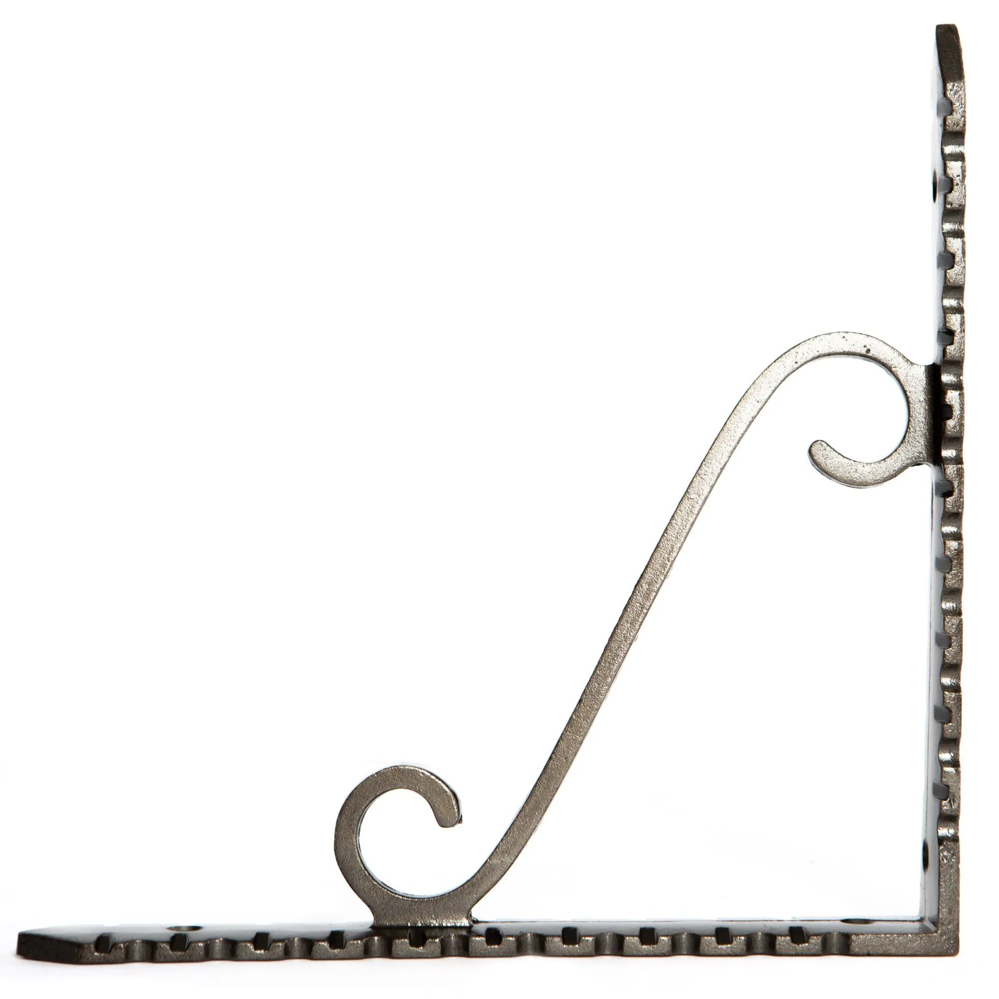 205mm Notched Scroll Iron Shelf Bracket - By Hammer & Tongs