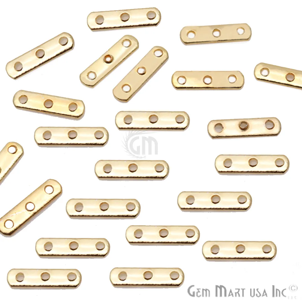 5pc Lot Gold Spacers Bar, 3 Hole Bar, Gold Plated Multi Strand Connector