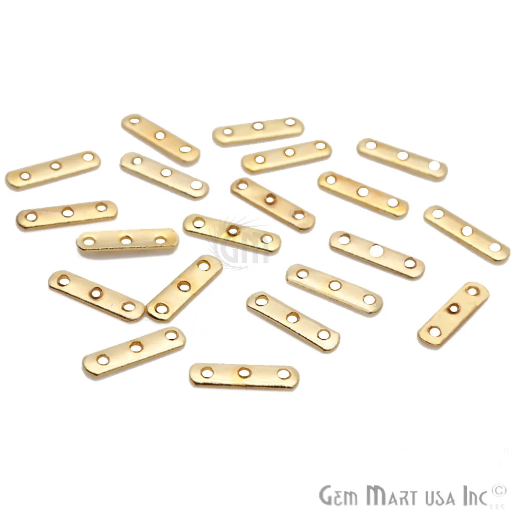 5pc Lot Gold Spacers Bar, 3 Hole Bar, Gold Plated Multi Strand Connector