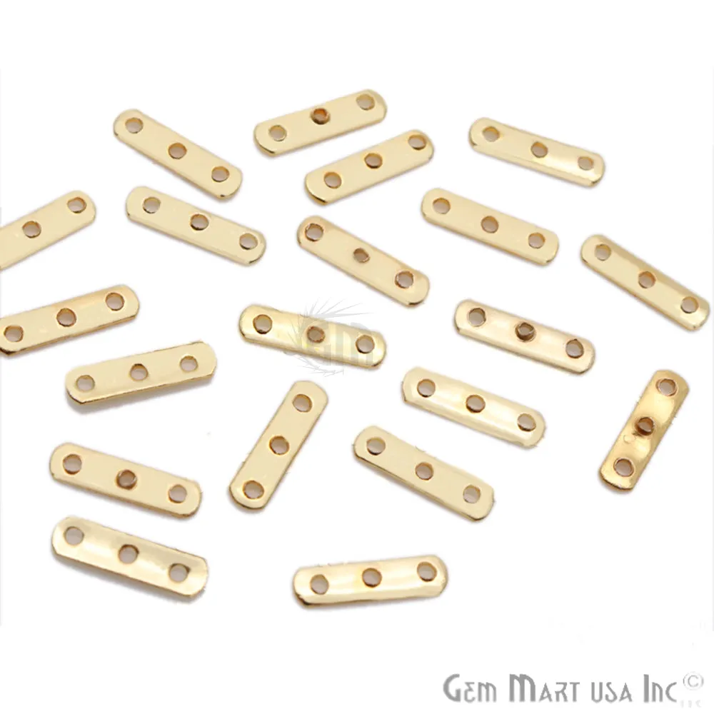 5pc Lot Gold Spacers Bar, 3 Hole Bar, Gold Plated Multi Strand Connector