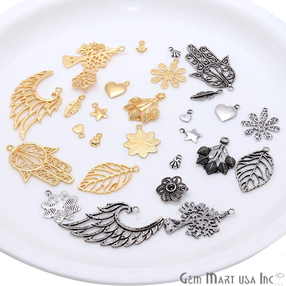 5pc Lot Leaf Shape Oxidized 18x6mm Charm For Bracelets & Pendants