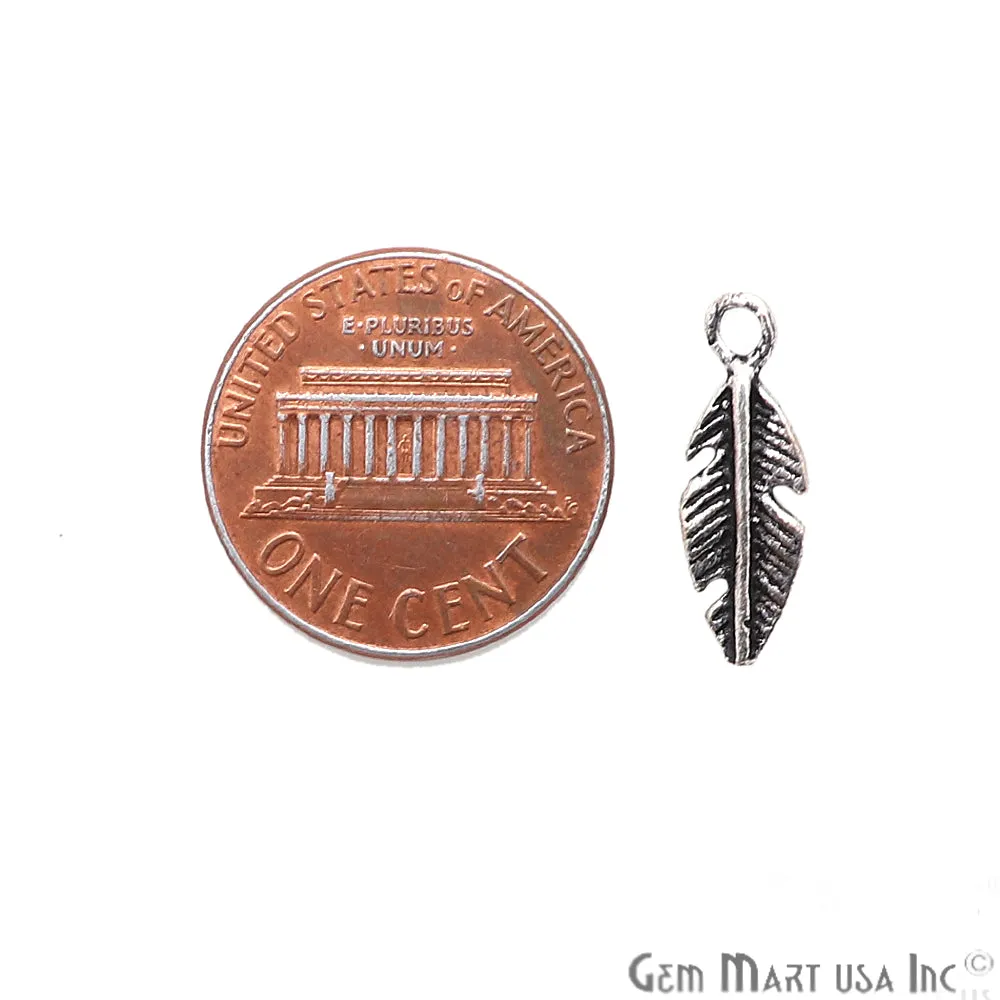 5pc Lot Leaf Shape Oxidized 18x6mm Charm For Bracelets & Pendants