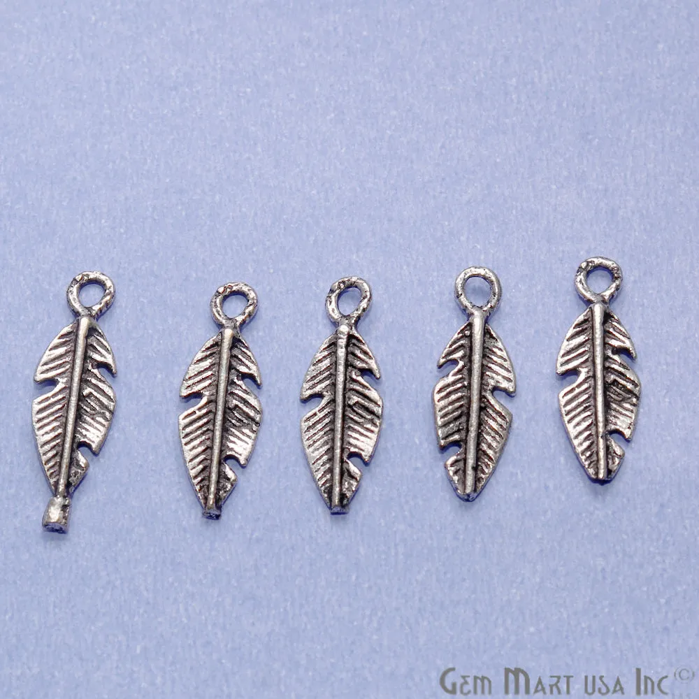 5pc Lot Leaf Shape Oxidized 18x6mm Charm For Bracelets & Pendants