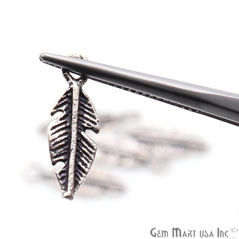 5pc Lot Leaf Shape Oxidized 18x6mm Charm For Bracelets & Pendants