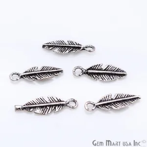 5pc Lot Leaf Shape Oxidized 18x6mm Charm For Bracelets & Pendants