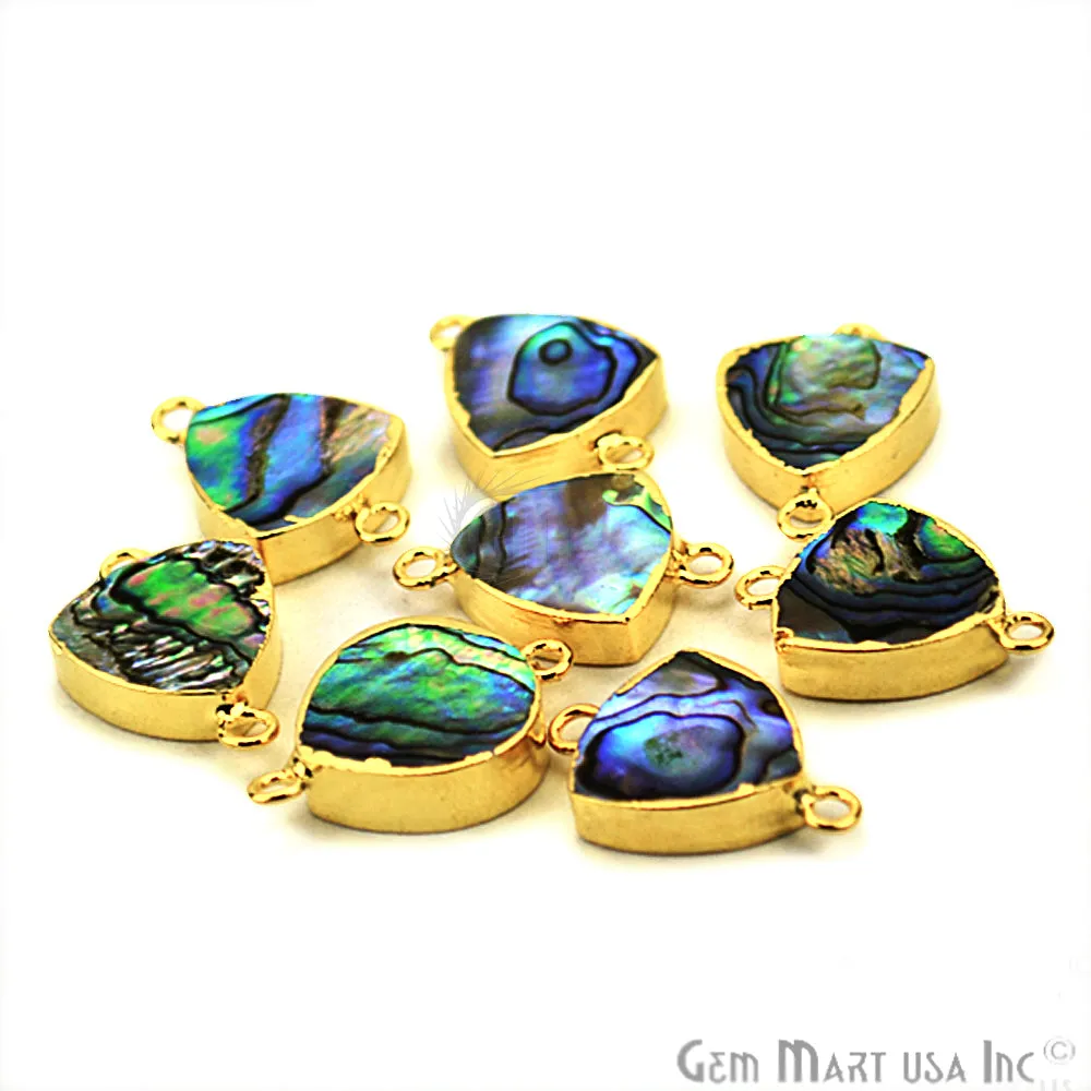 Abalone 14mm Trillion Shape Gold Electroplated Double Bail Gemstone Connector