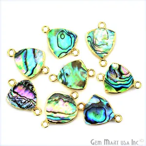 Abalone 14mm Trillion Shape Gold Electroplated Double Bail Gemstone Connector