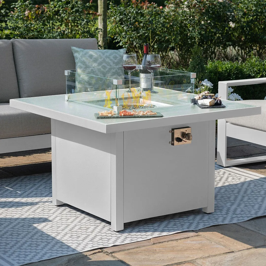 Amalfi Two Seat Sofa Set With Fire Pit Table - White