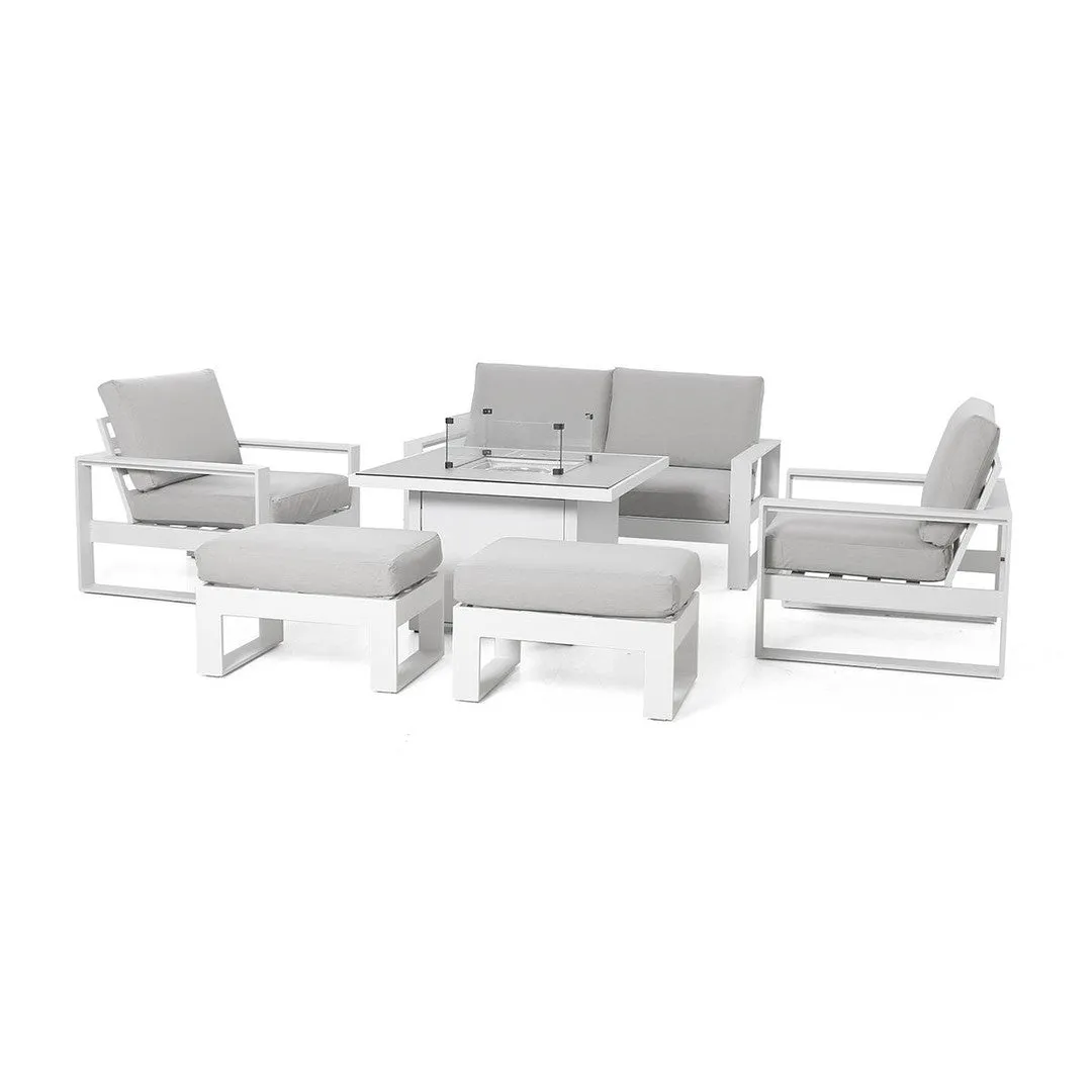 Amalfi Two Seat Sofa Set With Fire Pit Table - White