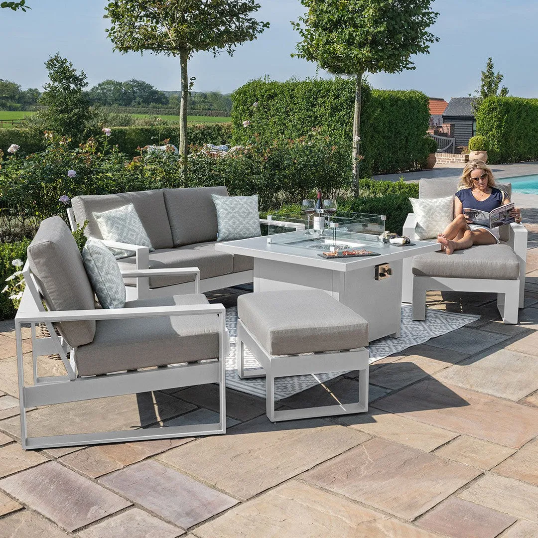 Amalfi Two Seat Sofa Set With Fire Pit Table - White