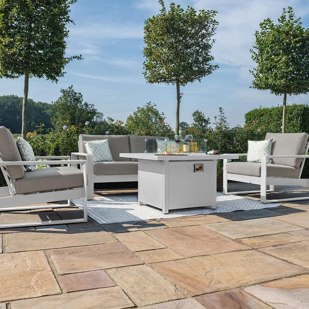 Amalfi Two Seat Sofa Set With Fire Pit Table - White