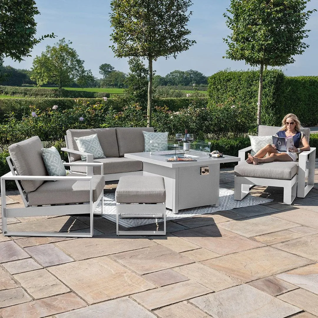 Amalfi Two Seat Sofa Set With Fire Pit Table - White