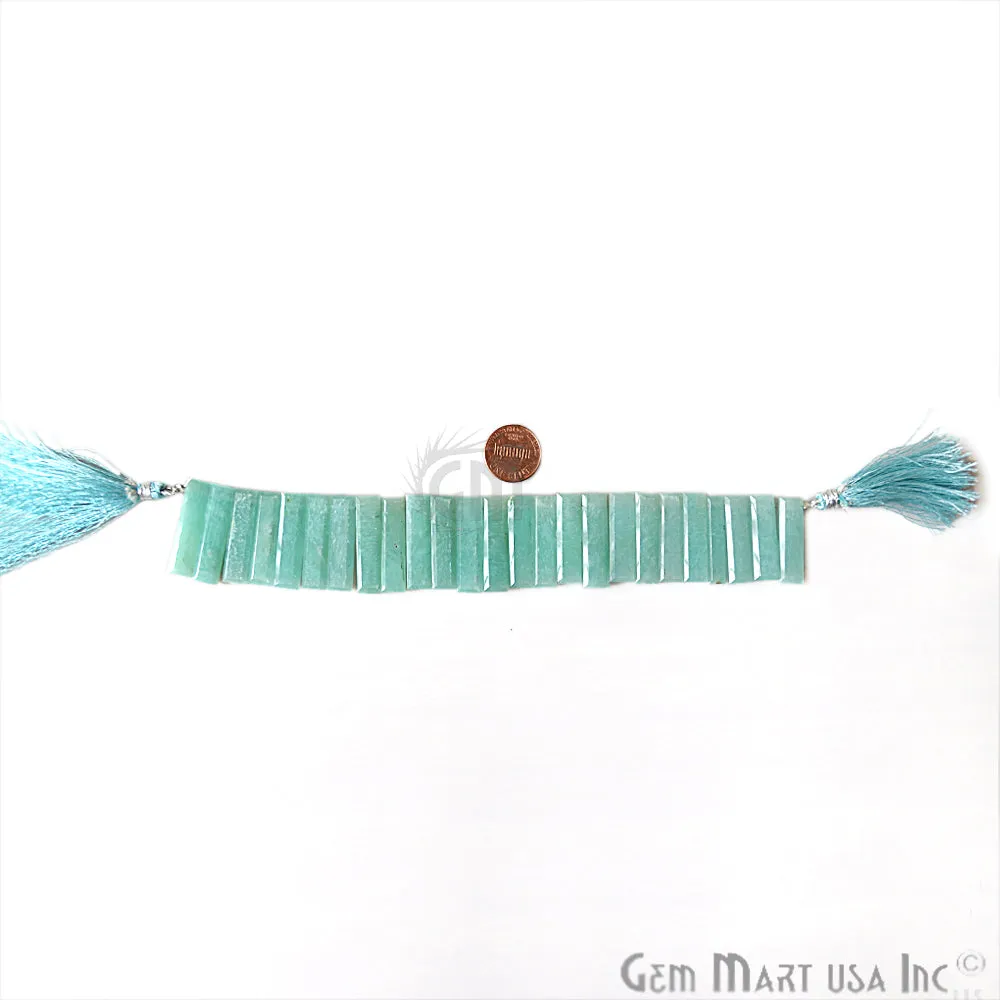 Amazonite Baguette Beads, 8 Inch Gemstone Strands, Drilled Strung Briolette Beads, Baguette Shape, 24x7mm