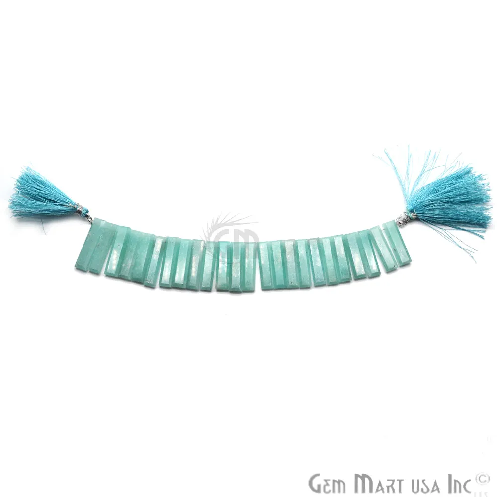 Amazonite Baguette Beads, 8 Inch Gemstone Strands, Drilled Strung Briolette Beads, Baguette Shape, 24x7mm