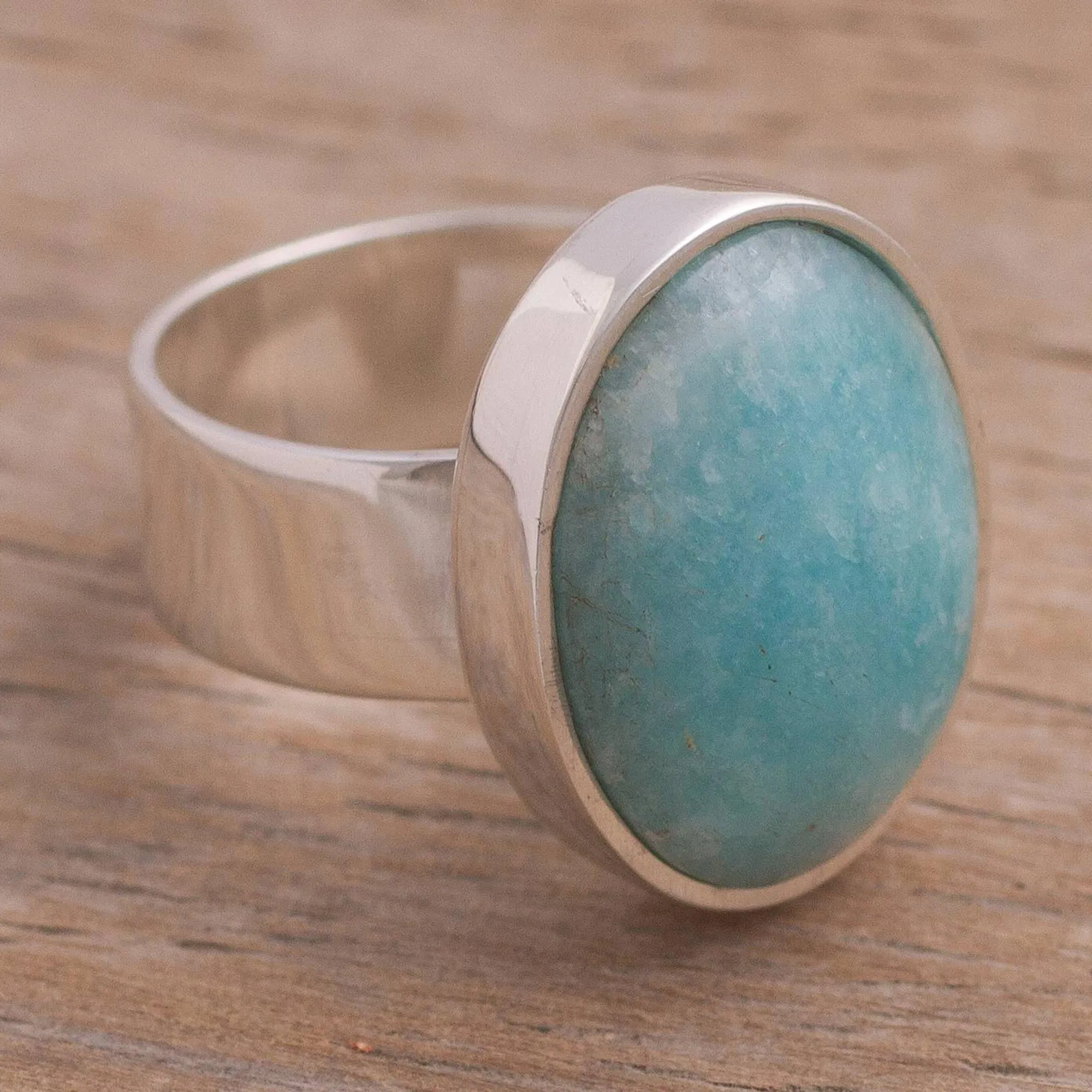 Amazonite Encounter Hand Made Peruvian Sterling Silver Amazonite Cocktail Ring