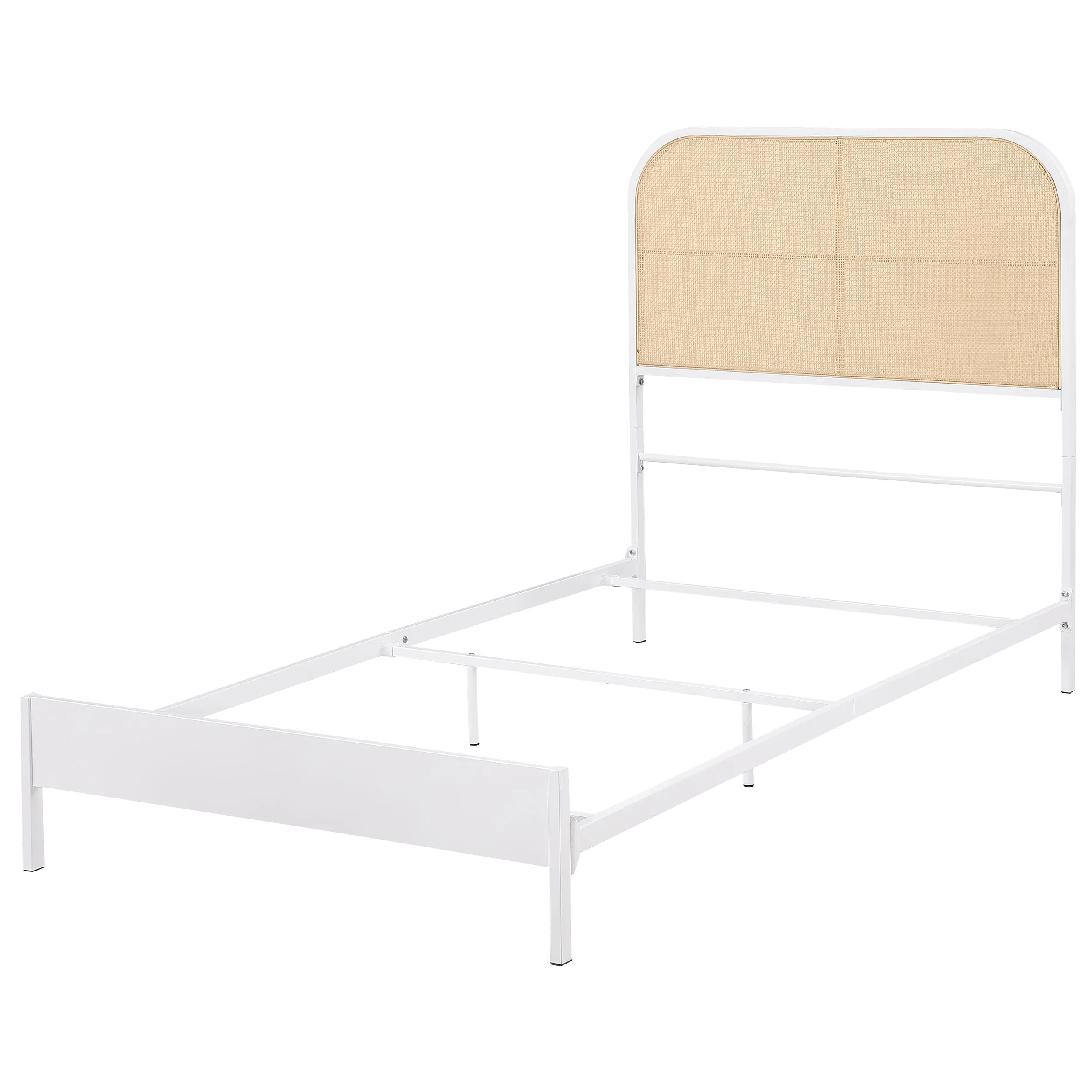 Amherst Radio Weave Rattan Metal Twin Bed White