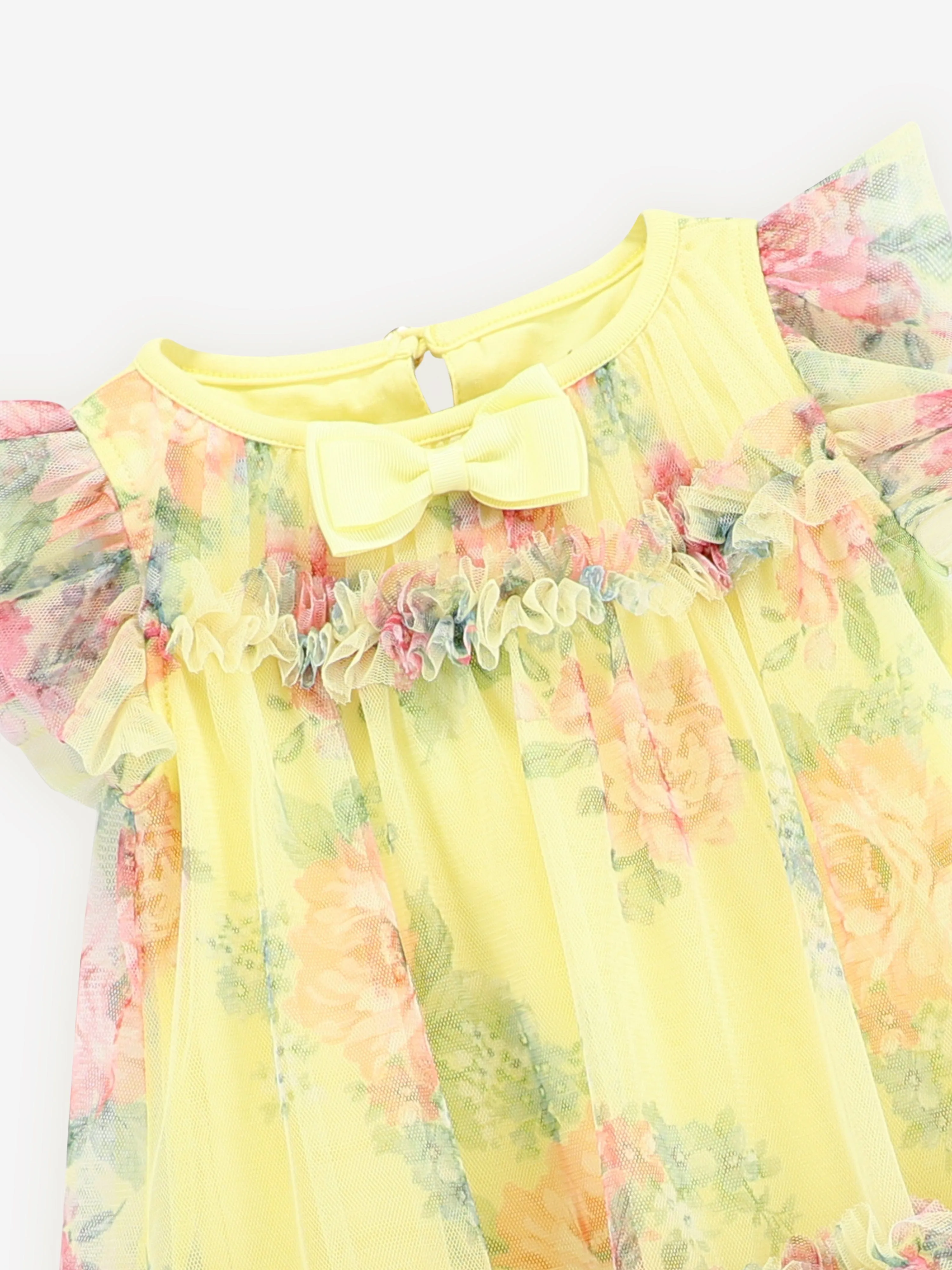 Angels Face Baby Girls Roses Tulle Dress in Yellow