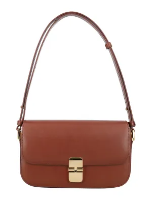 A.P.C. Elegant Leather Mini Baguette Handbag, 14x24.5x5 cm