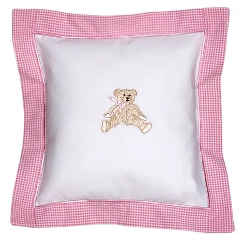 Baby Pillow Cover in Bow Teddy Pink