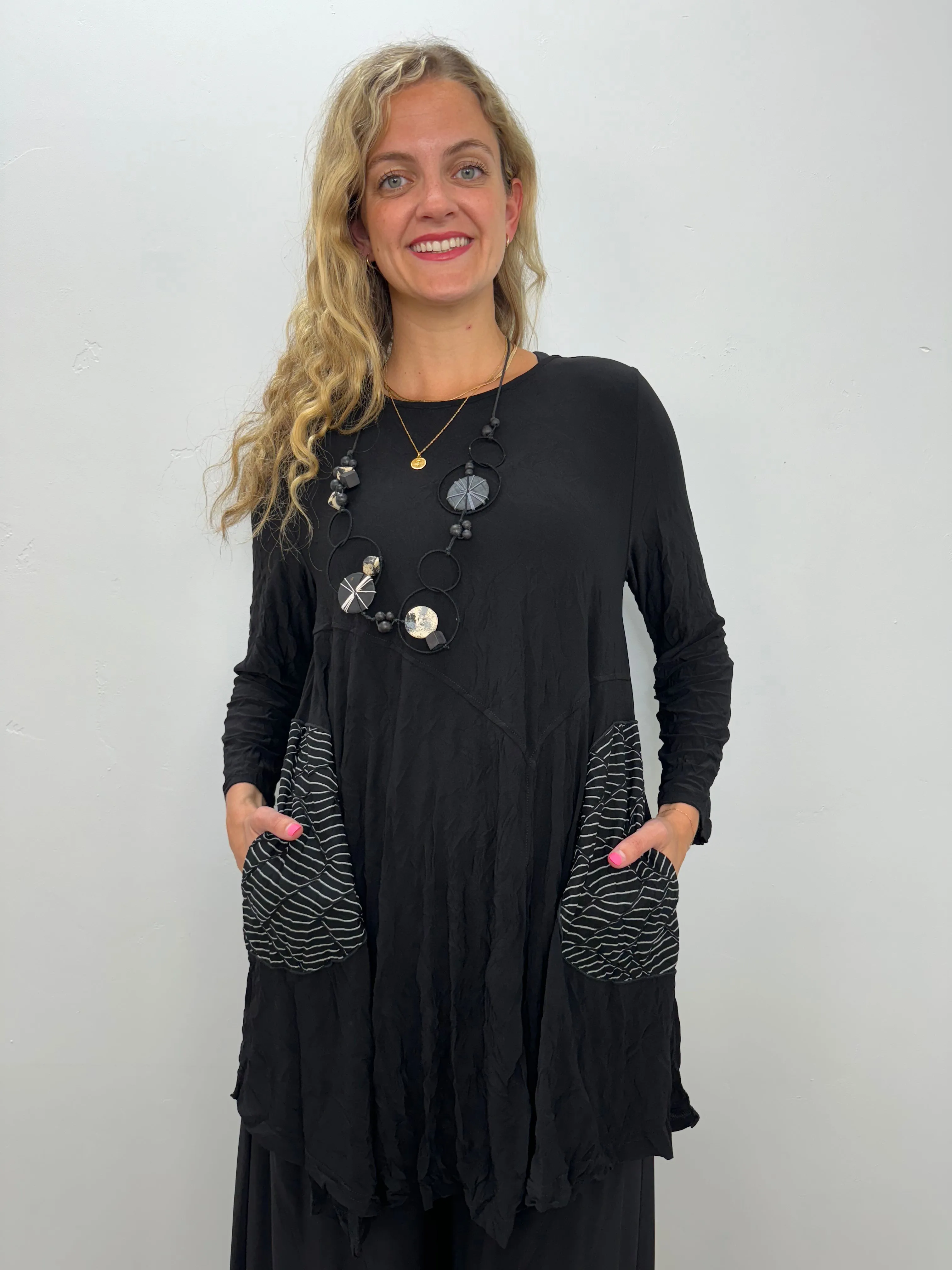 Black Crinkle ITY Tunic