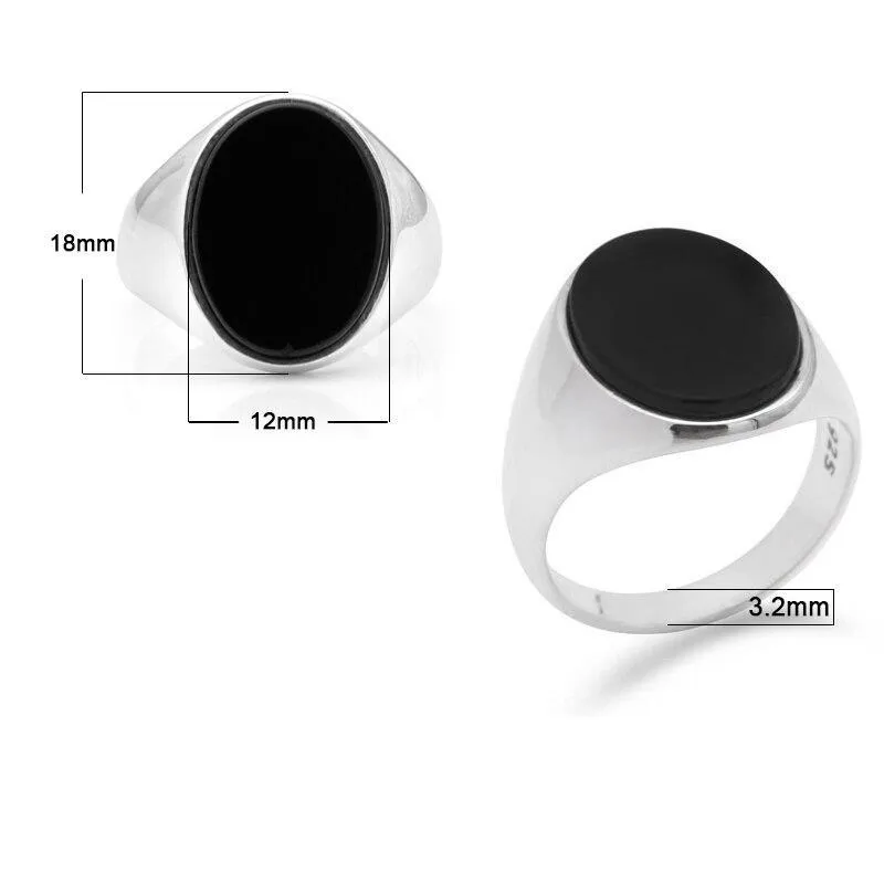 Black Onyx 925 Sterling Silver Signet Ring