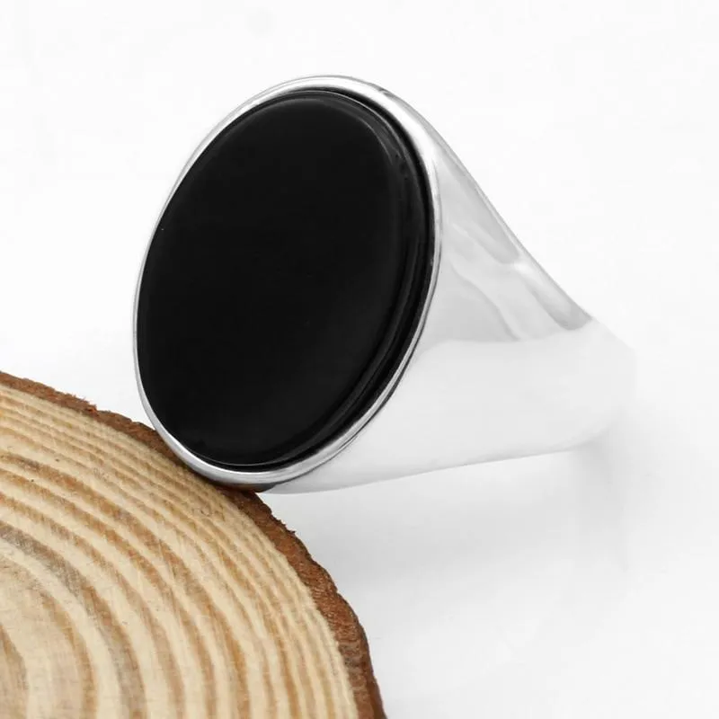 Black Onyx 925 Sterling Silver Signet Ring