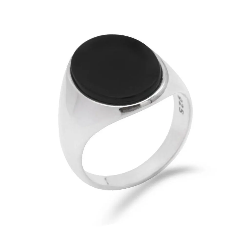 Black Onyx 925 Sterling Silver Signet Ring