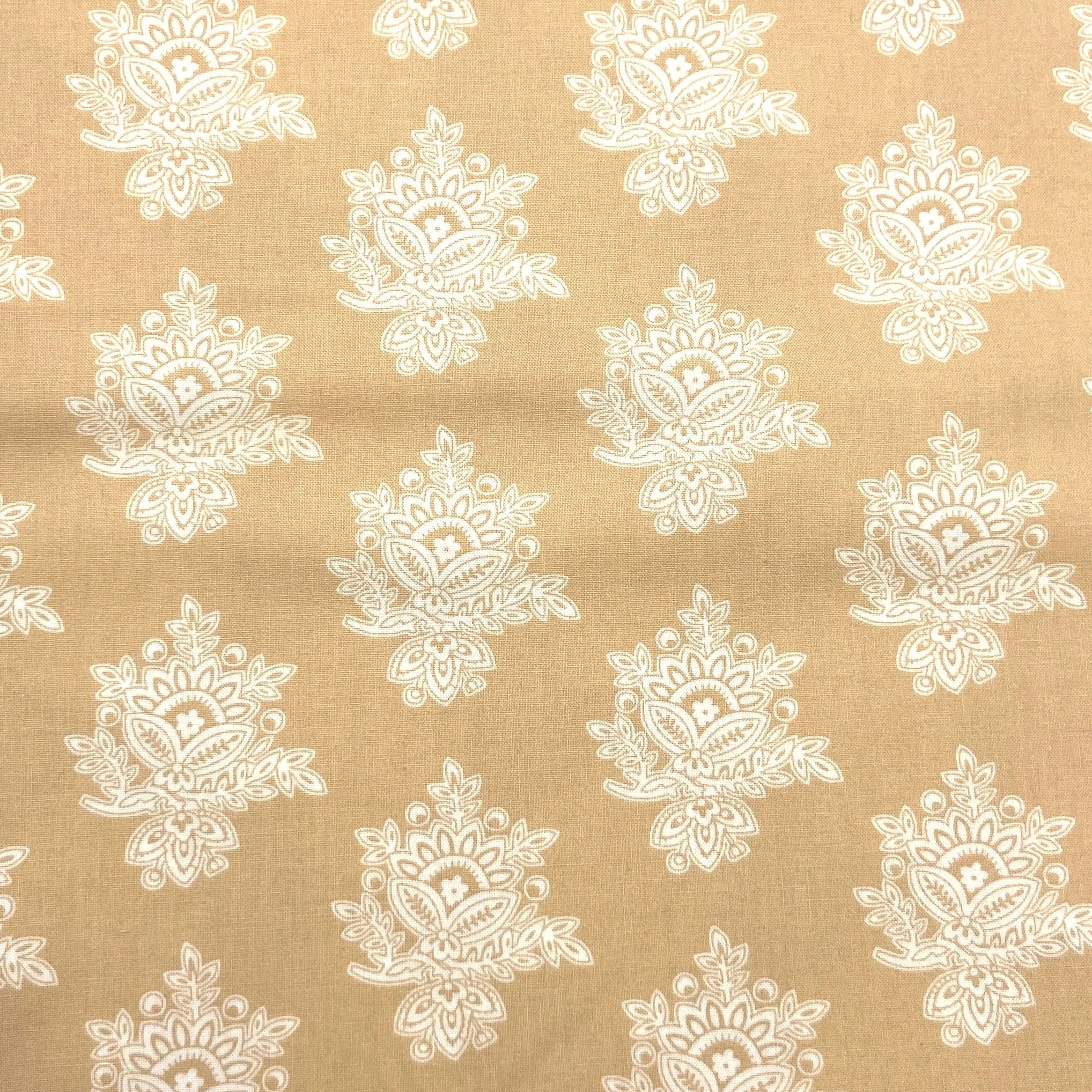 Block Print Flax | Cinnamon and Cream | Quilting Cotton