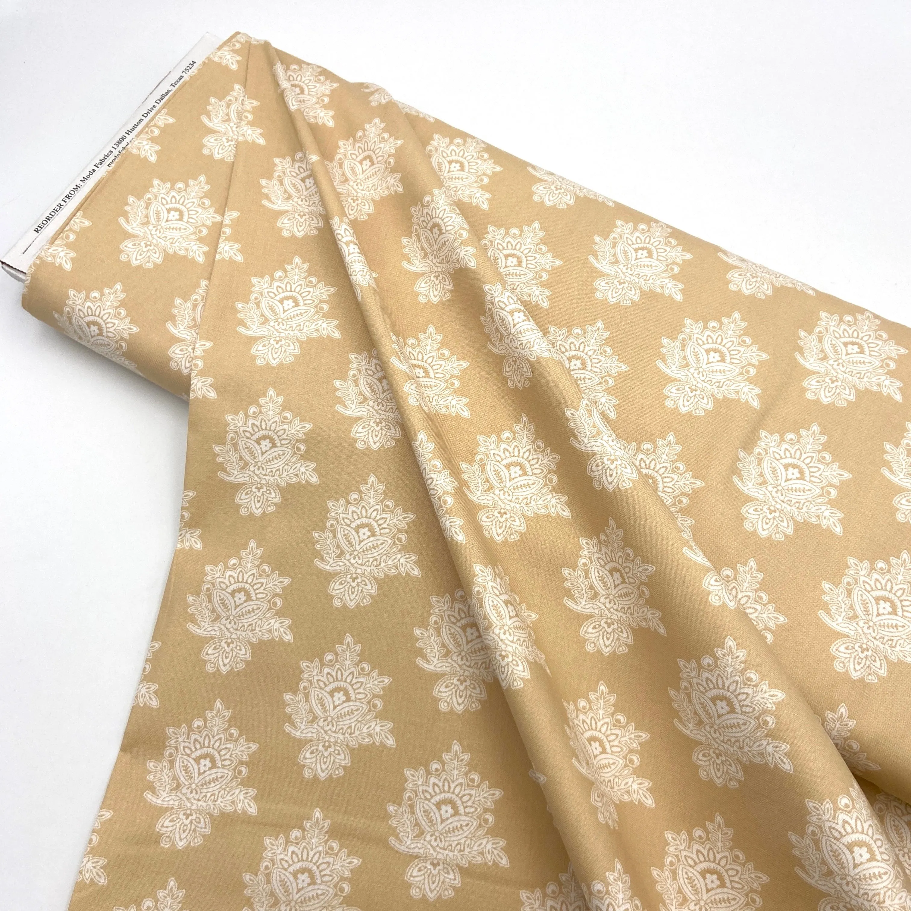 Block Print Flax | Cinnamon and Cream | Quilting Cotton